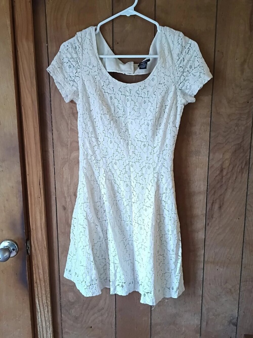 Rue21 Ivory Lace Fit & Flare Dress Size M Cotton Nylon Keyhole Back Button